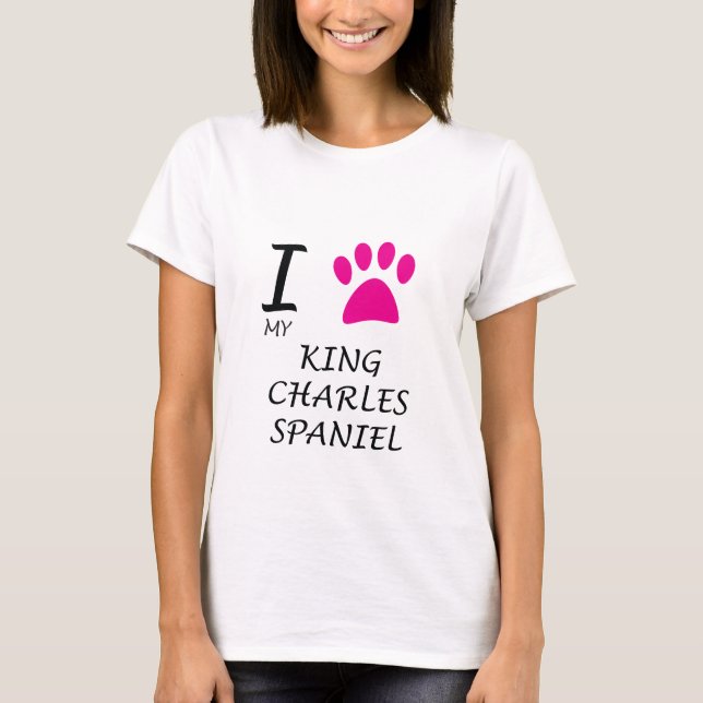Liebe My King Charles Spaniel Abzeichen T-Shirt (Vorderseite)