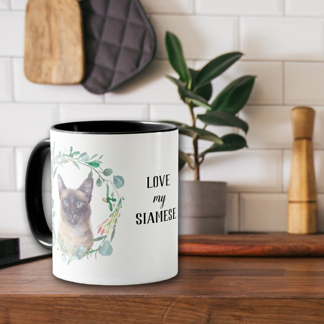 Liebe My Siamese Cat Wreath Coffee Tasse (Von Creator hochgeladen)