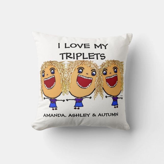 Liebe My Triplets Cartoon Kissen (Vorderseite)