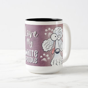 Liebe My White Poodle Cartoon 15 oz Zweifarbige Tasse