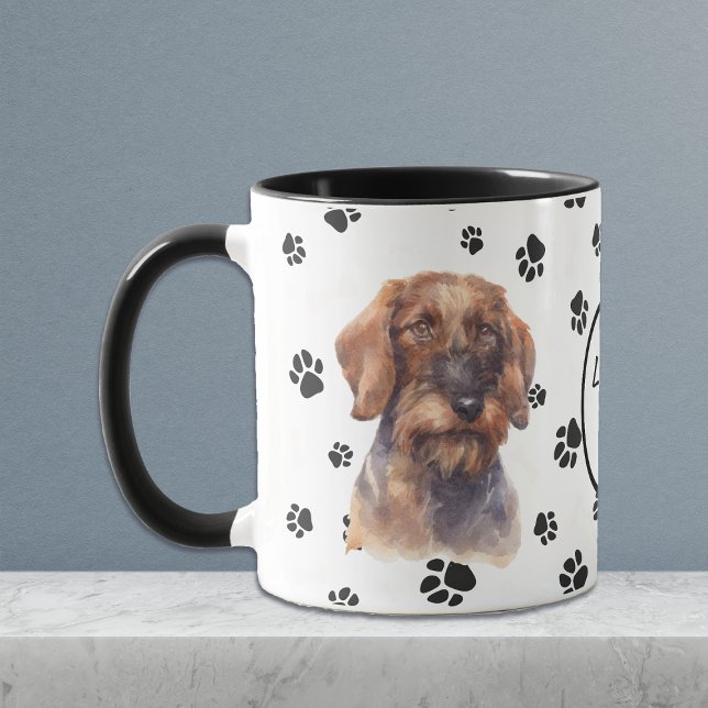 Liebe My Wire Dackel Hund Pawprint Tasse (Von Creator hochgeladen)