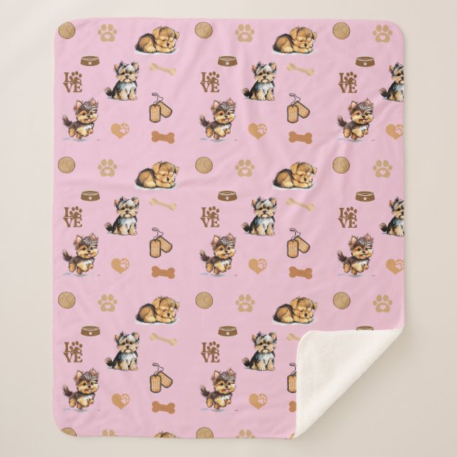 Liebe My Yorkie Pink Sherpadecke (Vorderseite)