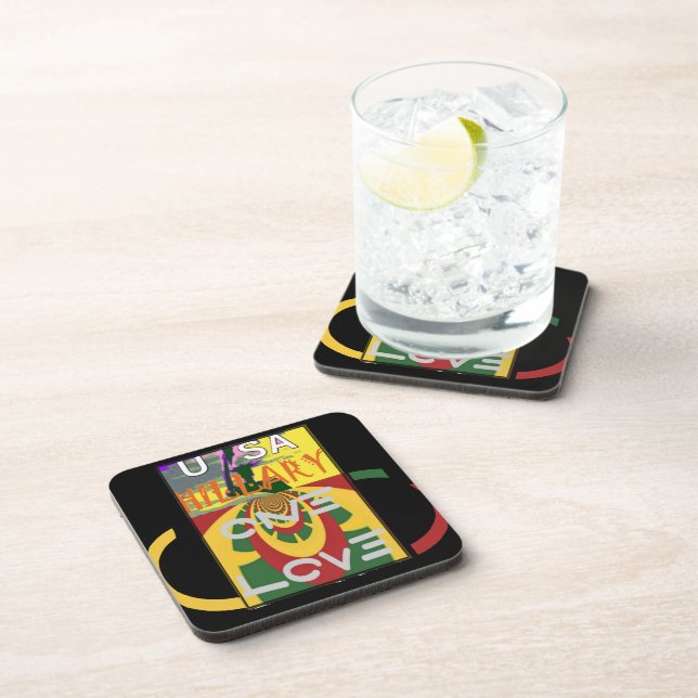 Liebe-Nachricht in Rasta-Farbdrucken Getränkeuntersetzer (Rechte Seite)