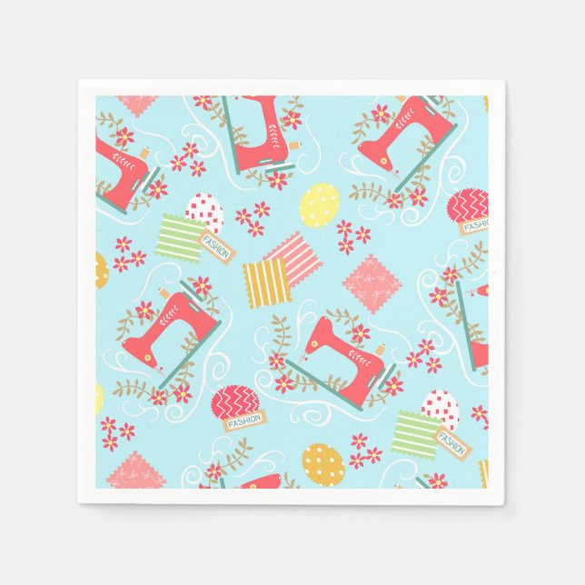 Liebe Nähen Blau Serviette (Vorderseite)