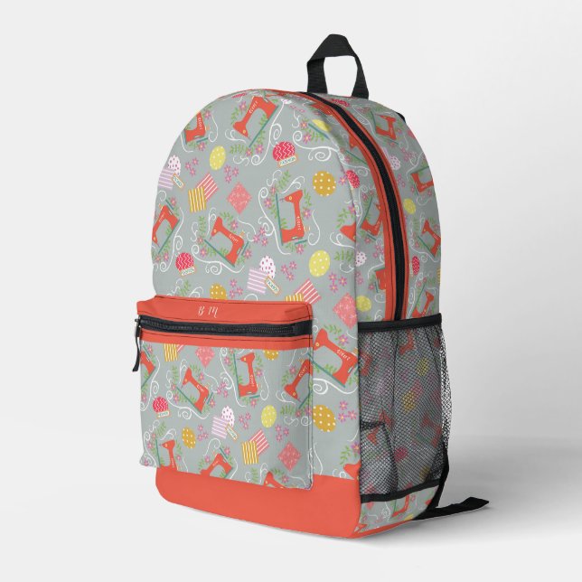 Liebe Nähen Grau Bedruckter Rucksack (Rückseitige Ecke Rechts)