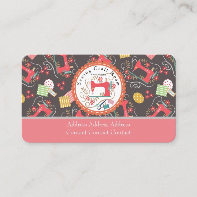 Liebe Nähen Niedlicher brauner Visitenkarte (Vorderseite)