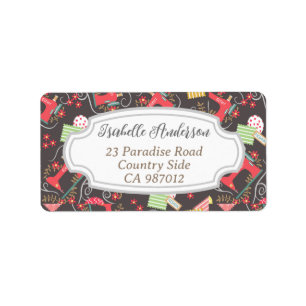 Liebe Nähmaschine braun Adressaufkleber