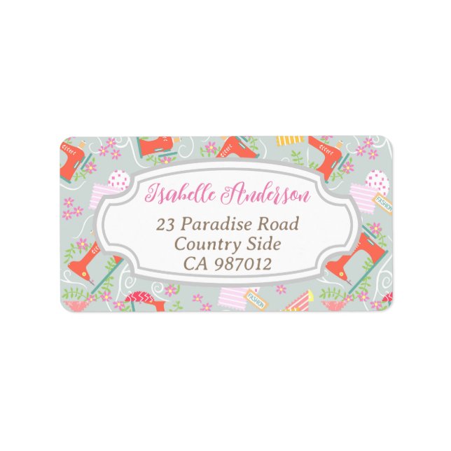 Liebe Nähmaschine Grau Adressaufkleber (Vorne)