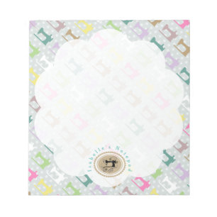 Liebe Nähmaschine Grau Notizblock