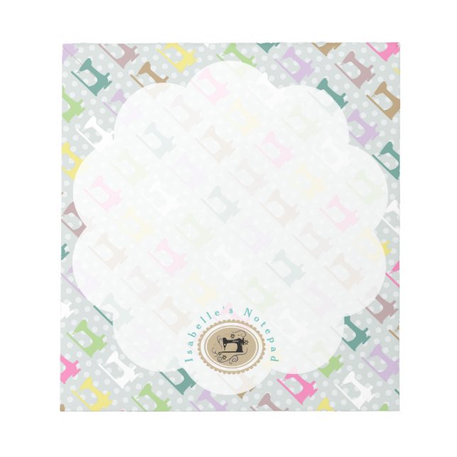 Liebe Nähmaschine Grau Notizblock (Vorderseite)