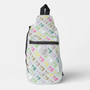 Liebe Nähmaschine Monogramm Grau Crossbody Bag