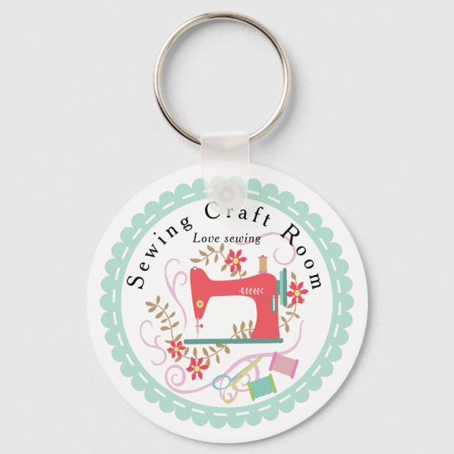 Liebe Nähmaschine. Personalisiert. Blau. Schlüsselanhänger (Vorderseite)