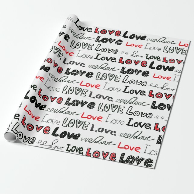 Liebe Nahtloses Muster. Liebe handschriftlich Geschenkpapier (Ungerollt)