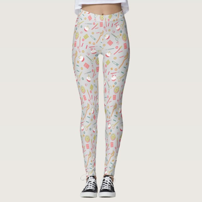 Liebe Nähzubehör Grau Leggings (Vorderseite)