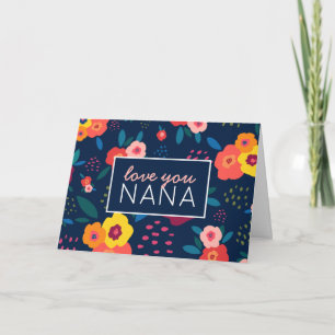 Liebe Nana Florales Muster in Blau zum Muttertag Karte