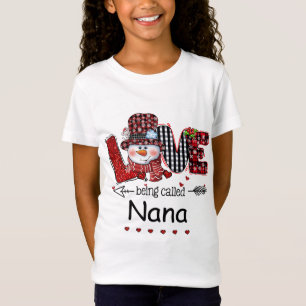 Liebe Nana Snowman Weihnachten Kariert Rot T-Shirt