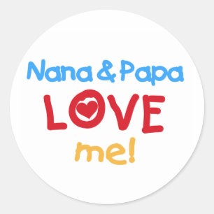 Liebe Nana und Papa Runder Aufkleber