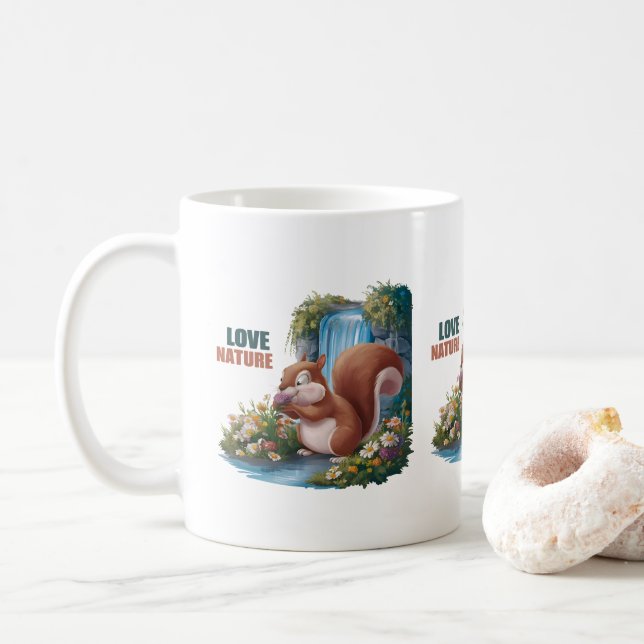 Liebe Natur Lustiges Eichhörnchen Kaffeetasse (Mit Donut)