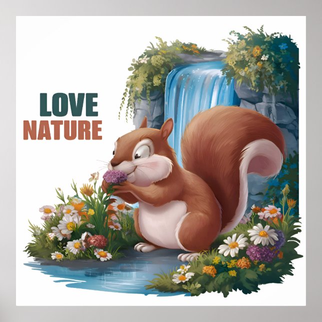 Liebe Natur, Lustiges Eichhörnchen Poster (Vorne)