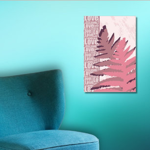 Liebe Natur Stilisierte rosa Farnblätter Poster