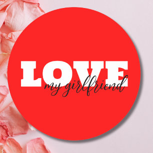 Liebe Neon Red Valentine Runder Aufkleber