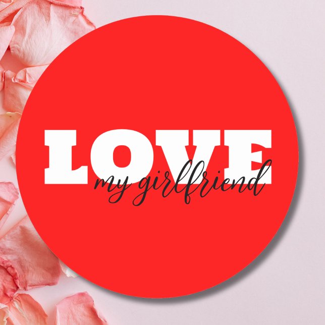 Liebe Neon Red Valentine Runder Aufkleber (Von Creator hochgeladen)