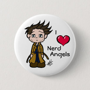 Liebe-Nerd-Engels-Knopf Button