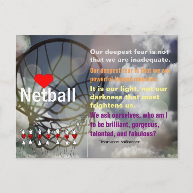 Liebe Netball Thema und Inspiration Zitat Postkarte (Vorderseite)