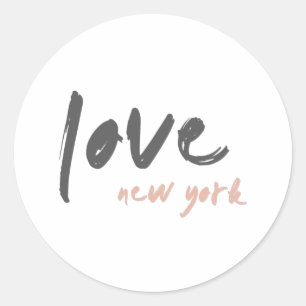 Liebe New York   NYC USA Modern Wanderlust Pink Runder Aufkleber