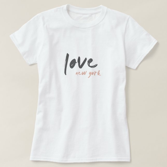 Liebe New York | NYC USA Modern Wanderlust Pink T-Shirt (Design vorne)