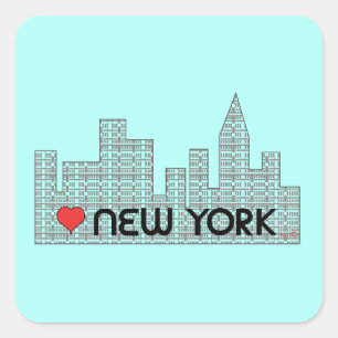 Liebe NEW YORK Quadratischer Aufkleber