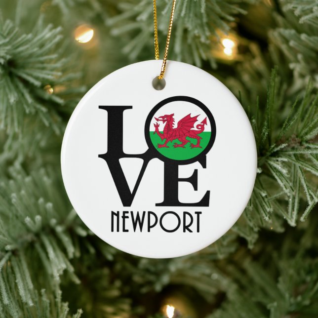LIEBE Newport Wales Keramik Ornament (Baum)
