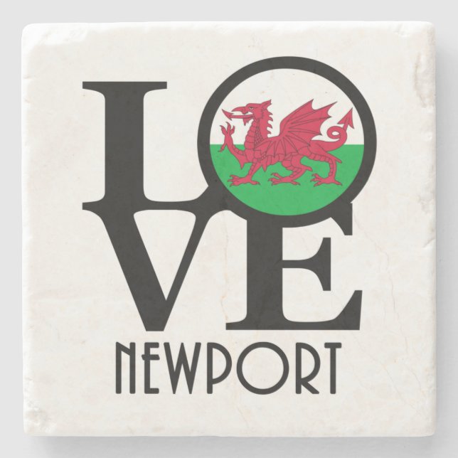 LIEBE Newport Wales Steinuntersetzer (Vorderseite)