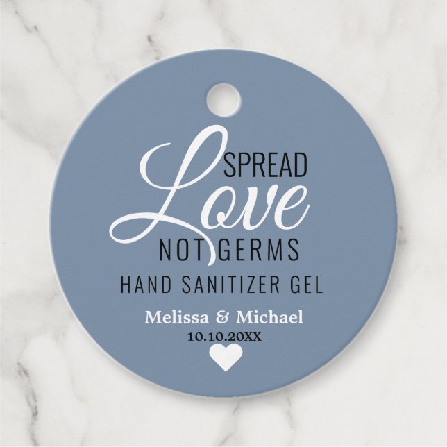 Liebe nicht Germs Sanitizer Wedding Dusty Blue Geschenkanhänger (Vorderseite)