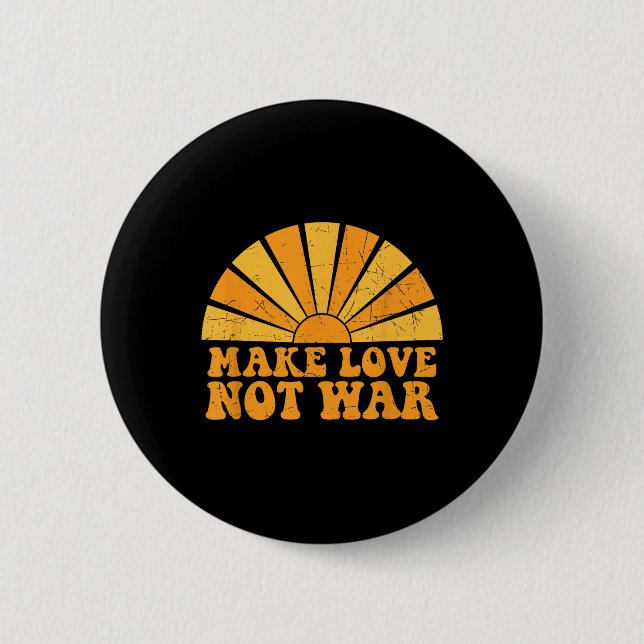 Liebe nicht Krieg Frieden Sonnenschein Groovy Retr Button (Vorderseite)