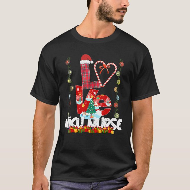Liebe Nicu Nurse Weihnachtsmannmütze Candy Xmas Pa T-Shirt (Vorderseite)