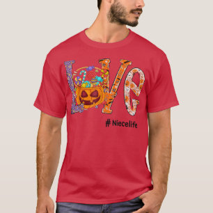 Liebe Niece Life Halloween Pumpkin Art Candy Funny T-Shirt