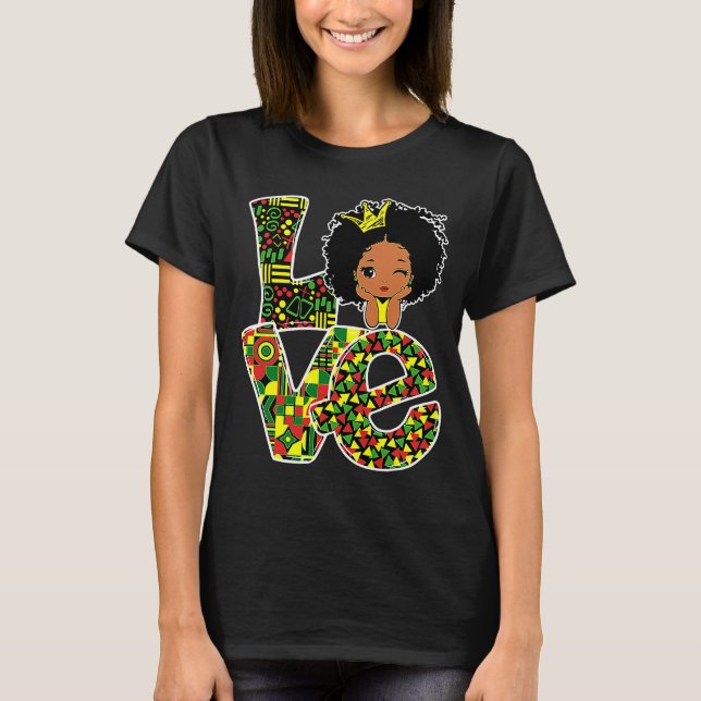 LIEBE Niedlich Afrikanische Kleinkind Girls Schwar T-Shirt (Vorderseite)