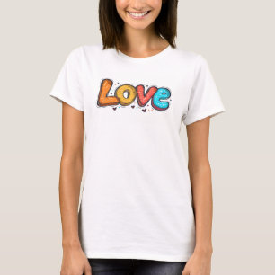 Liebe Niedlich Cartoon Slogan T-Shirt