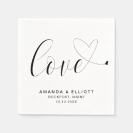 Liebe Niedlich Heart Black and White Typografy Wed Serviette