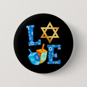 LIEBE Niedliche Hanukka Dekorationen Dreidel Menor Button