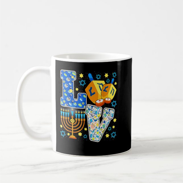LIEBE Niedliche Hanukka Dekorationen Dreidel Menor Kaffeetasse (Links)