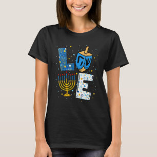 LIEBE Niedliche Hanukka Dekorationen Dreidel Menor T-Shirt
