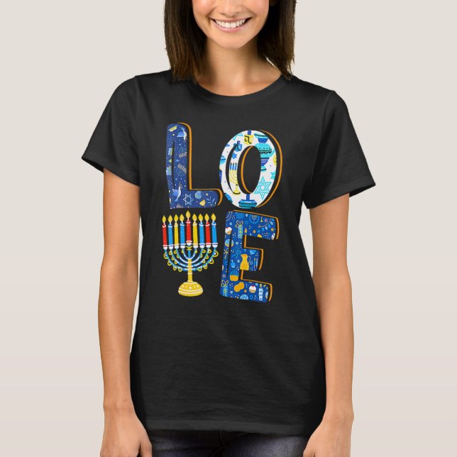 Liebe Niedliche Hanukka Dekorationen Dreidel Menor T-Shirt (Vorderseite)
