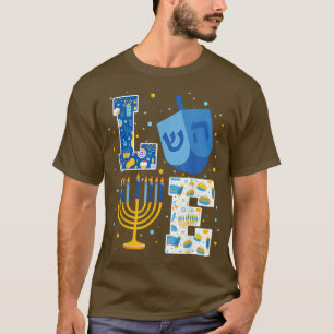 LIEBE Niedliche Hanukka Dekorationen Dreidel Menor T-Shirt