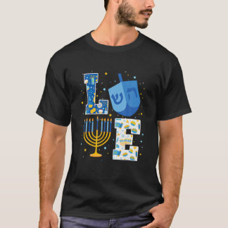 LIEBE Niedliche Hanukkah Dekorationen Dreidel T-Shirt