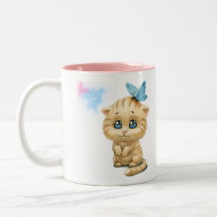 Liebe niedliche Katze Zweifarbige Tasse