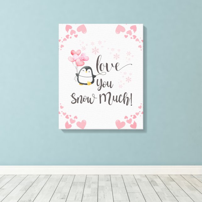 Liebe - Niedliche Kinder Pinguin Personalisiert Leinwanddruck (Insitu (Holzboden))