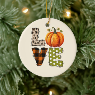 LIEBE - Niedliche Pumpkin & Polka Dot Letters Keramik Ornament