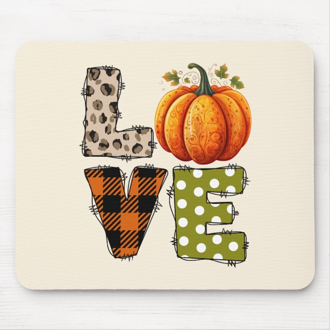 LIEBE - Niedliche Pumpkin & Polka Dot Letters Mousepad (Vorne)